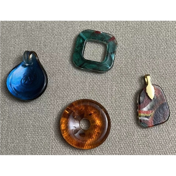 Murano Inspired Glass Pendants (lot of 4) Multicolored, Beautiful Condition - Picture 1 of 6